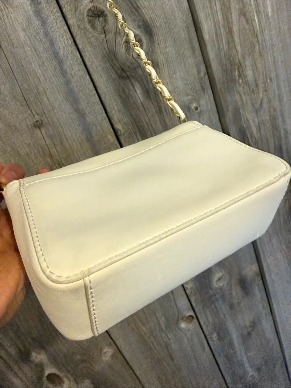 Isaac Mizrahi Cream Crossbody Bag with Gold Accent - Shoulder Purse-Small - Picture 6 of 11